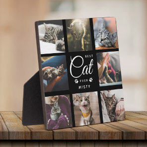 Best Cat Ever Memorial Gift Modern Photo Collage Plaque