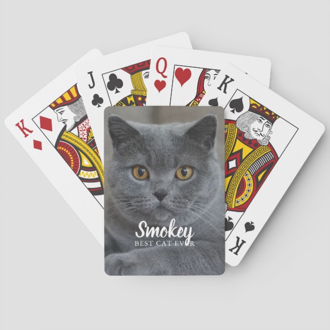 "Best Cat Ever" Pet Photo Personalized Poker Cards (Back)
