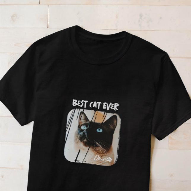 Best Cat Ever Pet's Modern Grunge Cool Photo Paw T-Shirt (Creator Uploaded)