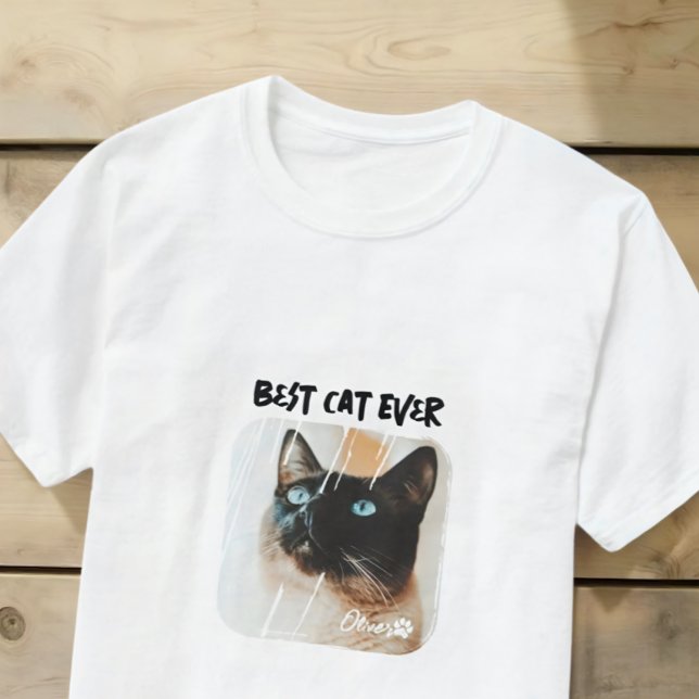 Best Cat Ever Pet's Modern Grunge Cool Photo Paw T-Shirt (Creator Uploaded)