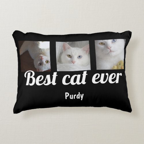 Best Cat Ever Photo and Text Custom Personalized Accent Pillow