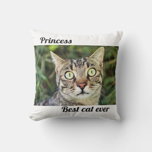 Best cat ever with photo cute personalized photo throw pillow