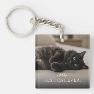 Best Cat Ever Your Pet Name And Photo Keychain