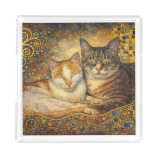 Best Cat Friends Klimt-inspired Acrylic Tray