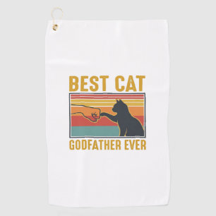 Best Cat Godfather Ever Vintage Cat Vector Design_ Golf Towel