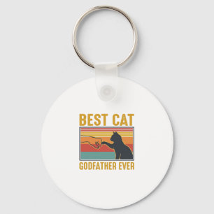 Best Cat Godfather Ever Vintage Cat Vector Design_ Keychain