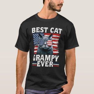Best Cat Grampy Ever American Flag Patriotic 4th O T-Shirt