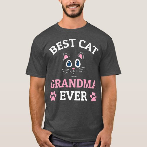 Best Cat Grandma Ever Kitty Whisks Face Paw Cat T_Shirt