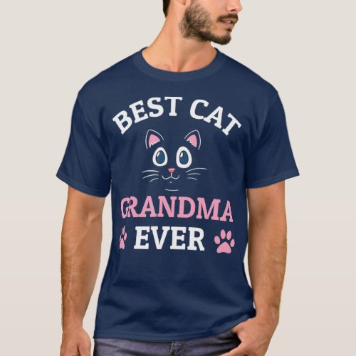 Best Cat Grandma Ever Kitty Whisks Face Paw Cat T_Shirt