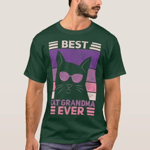 Best Cat Grandma Ever Women Cat Lover Funny Black  T_Shirt