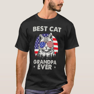 Best Cat Grandpa Ever American Flag 4th Of July Pa T-Shirt