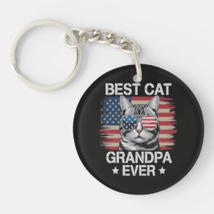 Best Cat Grandpa Ever American Keychain