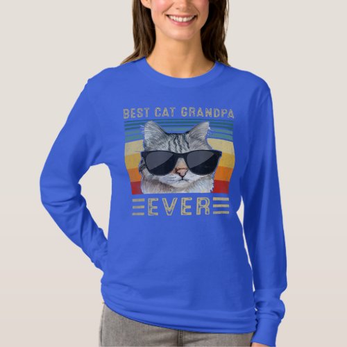 Best Cat Grandpa Ever Bump Fit Fathers Day Gift T_Shirt