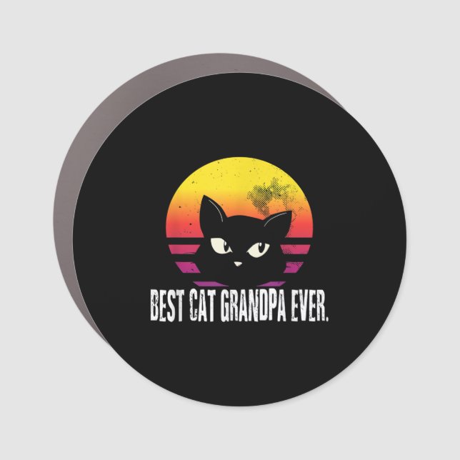 Best Cat Grandpa Ever | Cat Retro Gift Car Magnet (Front)