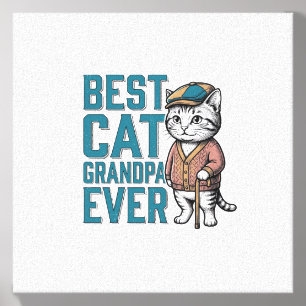 Best Cat Grandpa Ever Vintage Cat Grandpa Shirt De Canvas Photo Tile