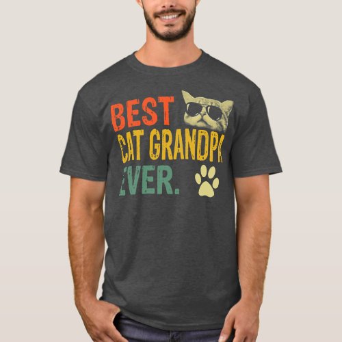 Best cat grandpa ever vintage fathers day  T_Shirt