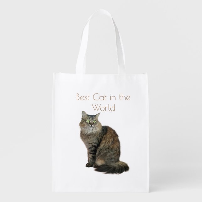 Best Cat in the World  T-Shirt Grocery Bag (Front)