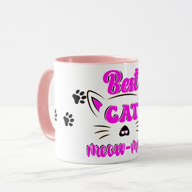 Best Cat Meow Mom Paw Print Coffee Mug (Front Left)