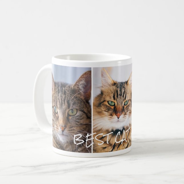 Best Cat Mom 3 Photo Collage  Coffee Mug (Front Left)