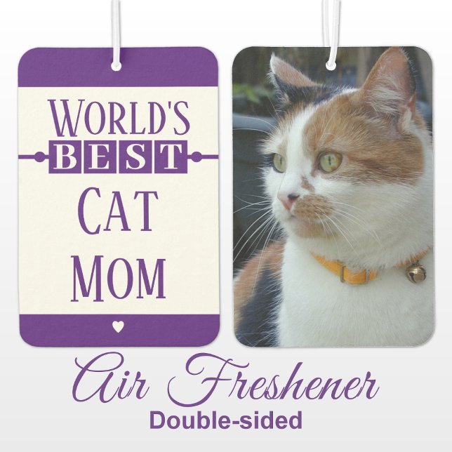 Best cat mom add photo purple air freshener (Creator Uploaded)