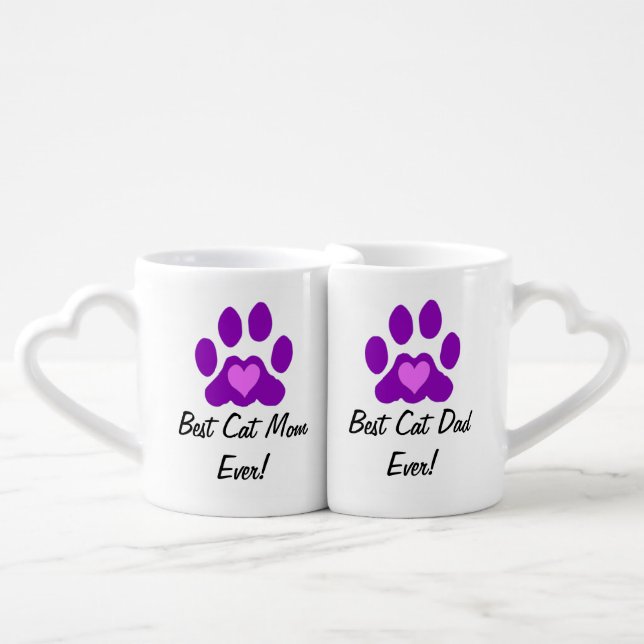 Best Cat Mom and Dad Coffee Mug Set (Front Nesting)
