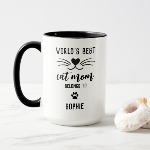 Best Cat Mom Belongs To Custom Name Cat Lover Mug