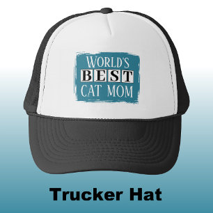 Best cat mom black blue trucker hat