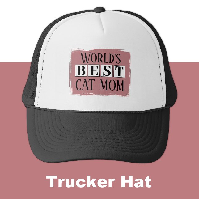 Best cat mom black dusty rose trucker hat (Creator Uploaded)