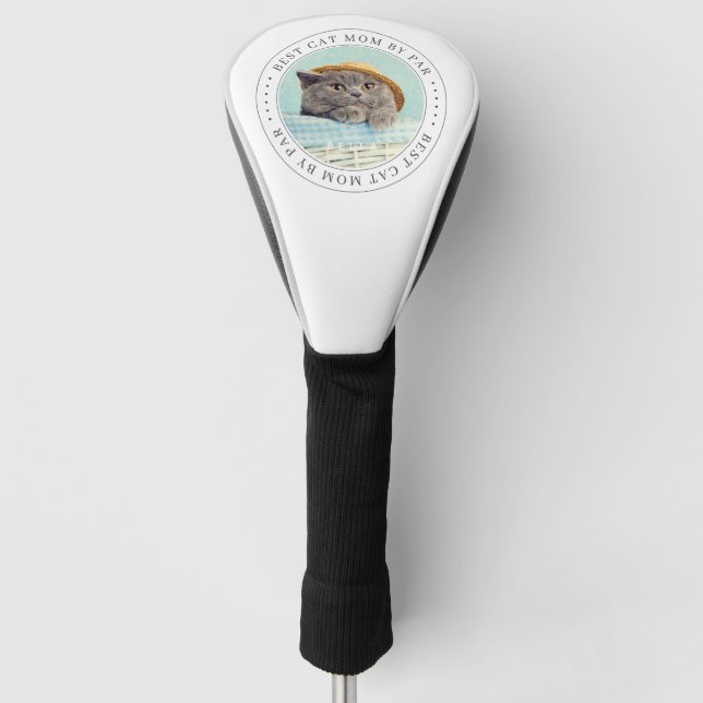 Best Cat Mom By Par Classic Simple Photo Golf Head Cover (Front)