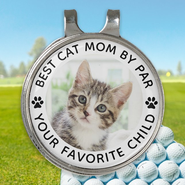 Best CAT MOM By Par Paw Print Custom Photo Golf Hat Clip (Creator Uploaded)