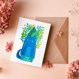 Best Cat Mom Cat and branches illustration Holiday Card