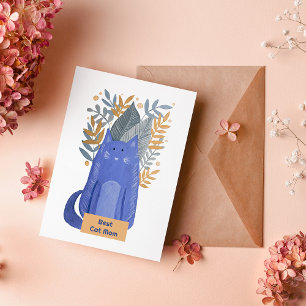 Best Cat Mom Cat and branches illustration Holiday Card