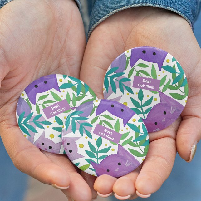  Best cat mom Cats and branches Button (Creator Uploaded)