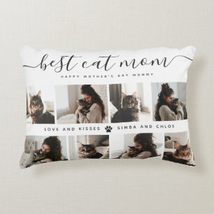 Best Cat Mom: Custom Mother's Day Cat Photo Accent Pillow