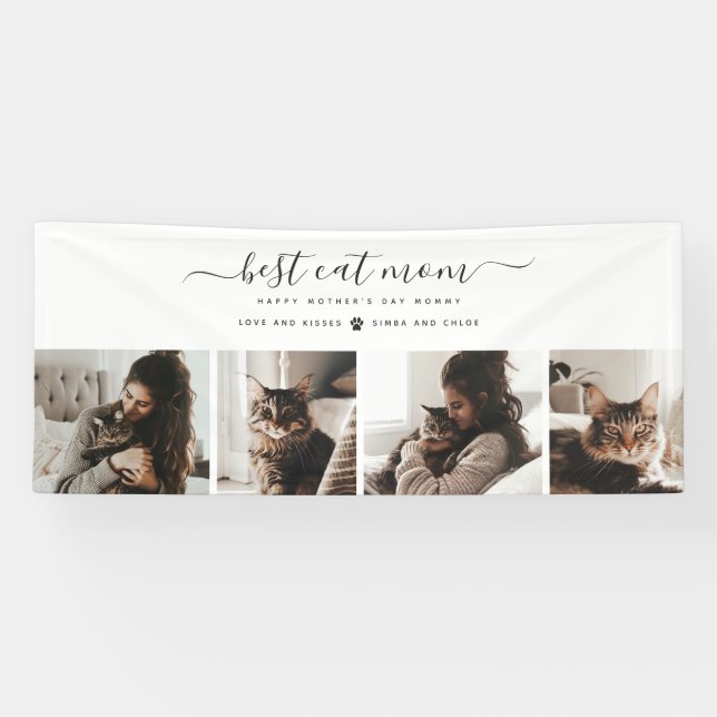 Best Cat Mom: Custom Mother's Day Cat Photo Banner (Horizontal)