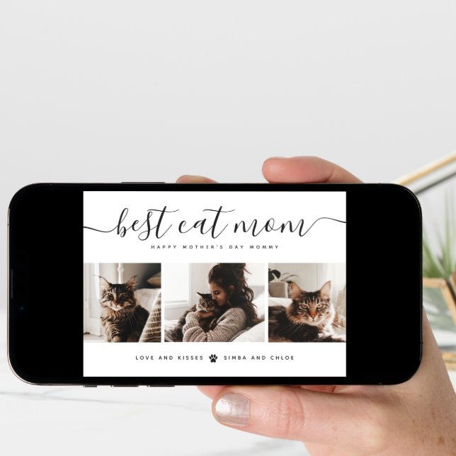 Best Cat Mom: Custom Mother's Day Cat Photo Card (Front Digital)