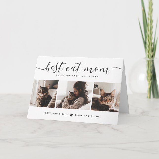 Best Cat Mom: Custom Mother's Day Cat Photo Card (Front)