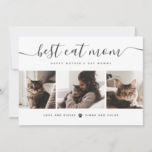 Best Cat Mom: Custom Mother's Day Cat Photo Card (Front)