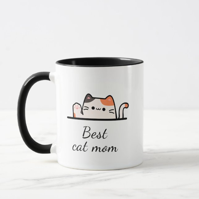 Best cat mom custom script Mug (Left)