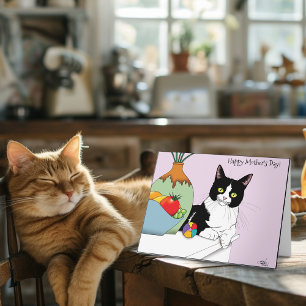 Best Cat Mom Cute Tuxedo Cat Mother's Day Card