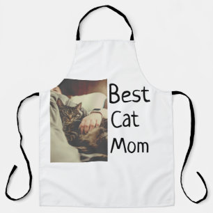 Best cat mom dad add cat photo name gift template apron
