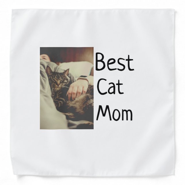 Best cat mom dad add cat photo name gift template  bandana (Front)