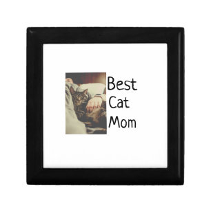 Best cat mom dad add cat photo name gift template  box