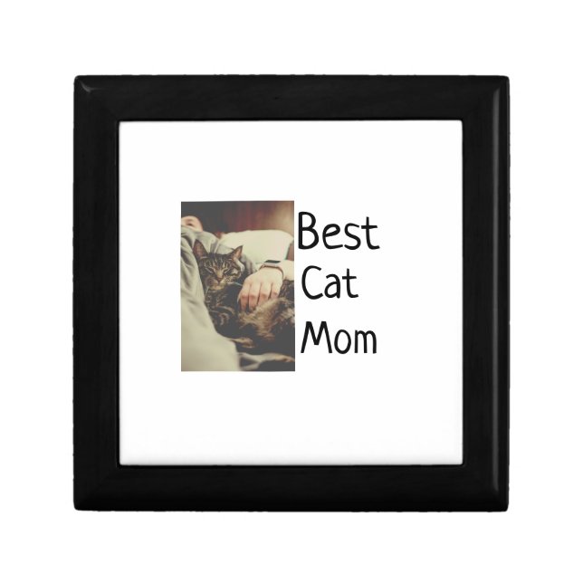 Best cat mom dad add cat photo name gift template  box (Front)