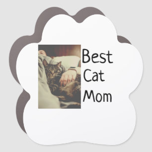 Best cat mom dad add cat photo name gift template car magnet