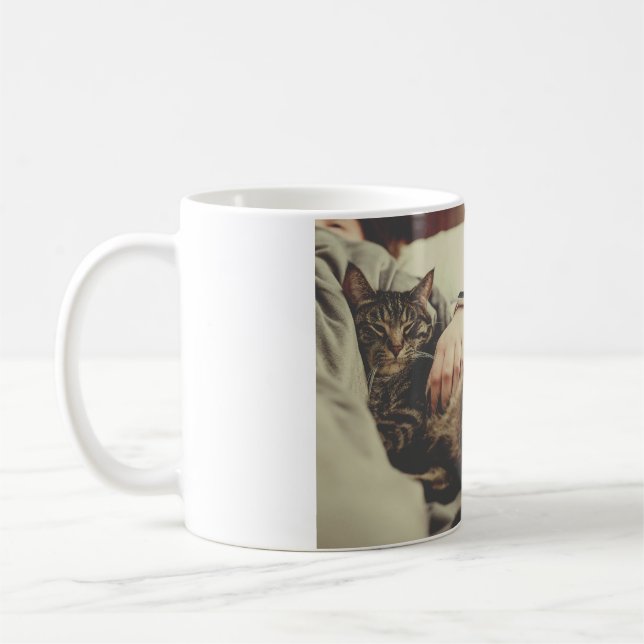Best cat mom dad add cat photo name gift template  coffee mug (Left)