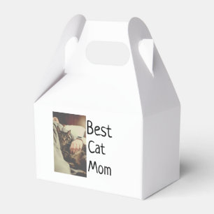 Best cat mom dad add cat photo name gift template favor boxes