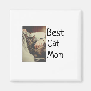Best cat mom dad add cat photo name gift template  magnet
