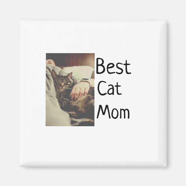 Best cat mom dad add cat photo name gift template  magnet (Front)