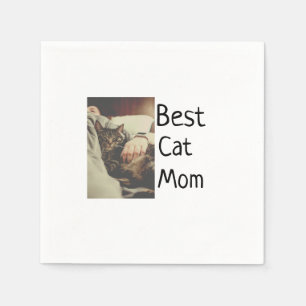 Best cat mom dad add cat photo name gift template  napkins